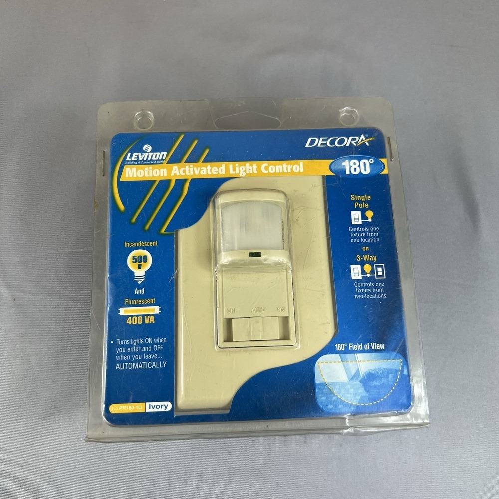 Leviton Decorah Motion Activated Light Control 400VA Ivory RO1-PR180-1LI